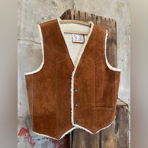 Vintage Western Sam leather sherpa vest